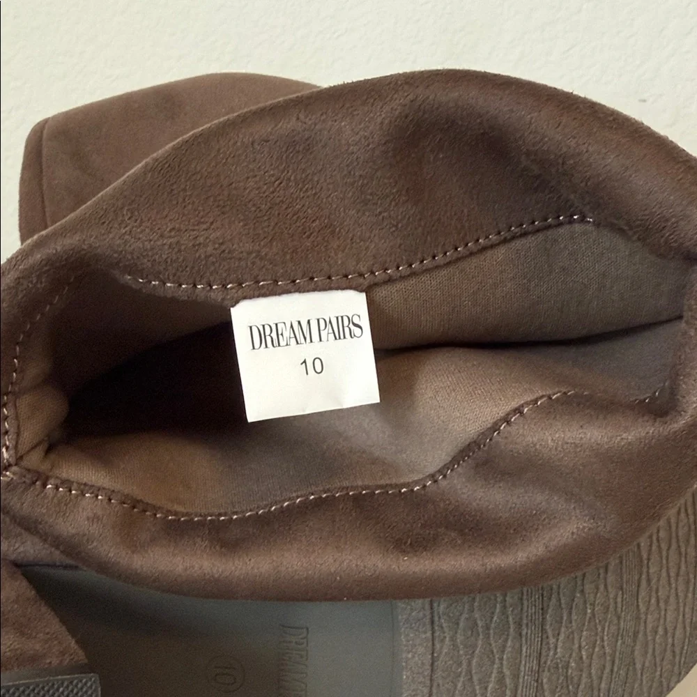 Dream Pairs Dark Brown Faux Suede Over the Knee Heeled Boots NWOB Size 10 - Picture 3 of 6